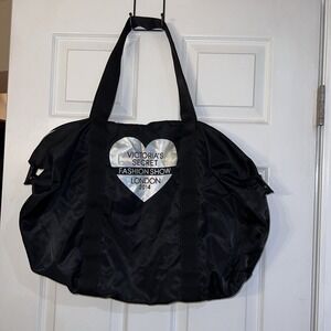Victorias Secret London Fashion Show 2014 Black Tote Duffle Bag Hologram w/Pouch